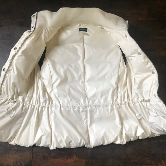 J. Crew Creamy White Quilted Down Zip + Snap Puffer Vest, Size S - Picture 3 of 13